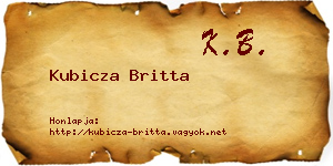 Kubicza Britta névjegykártya